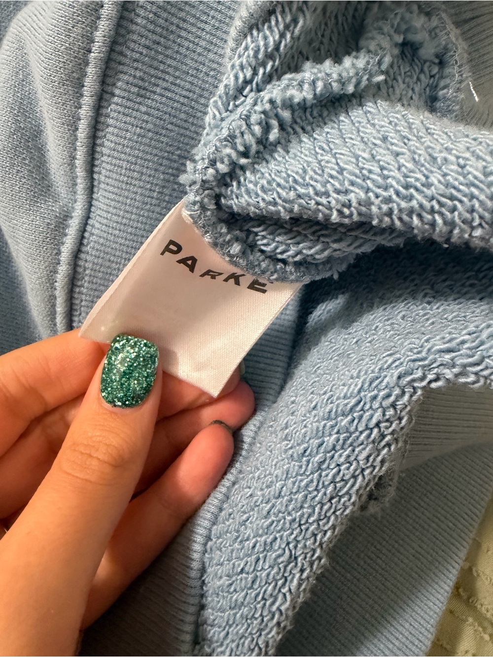 Parke Baby Blue Crewneck Sweatshirt with White Collegiate Lettering - Picture 5 of 7
